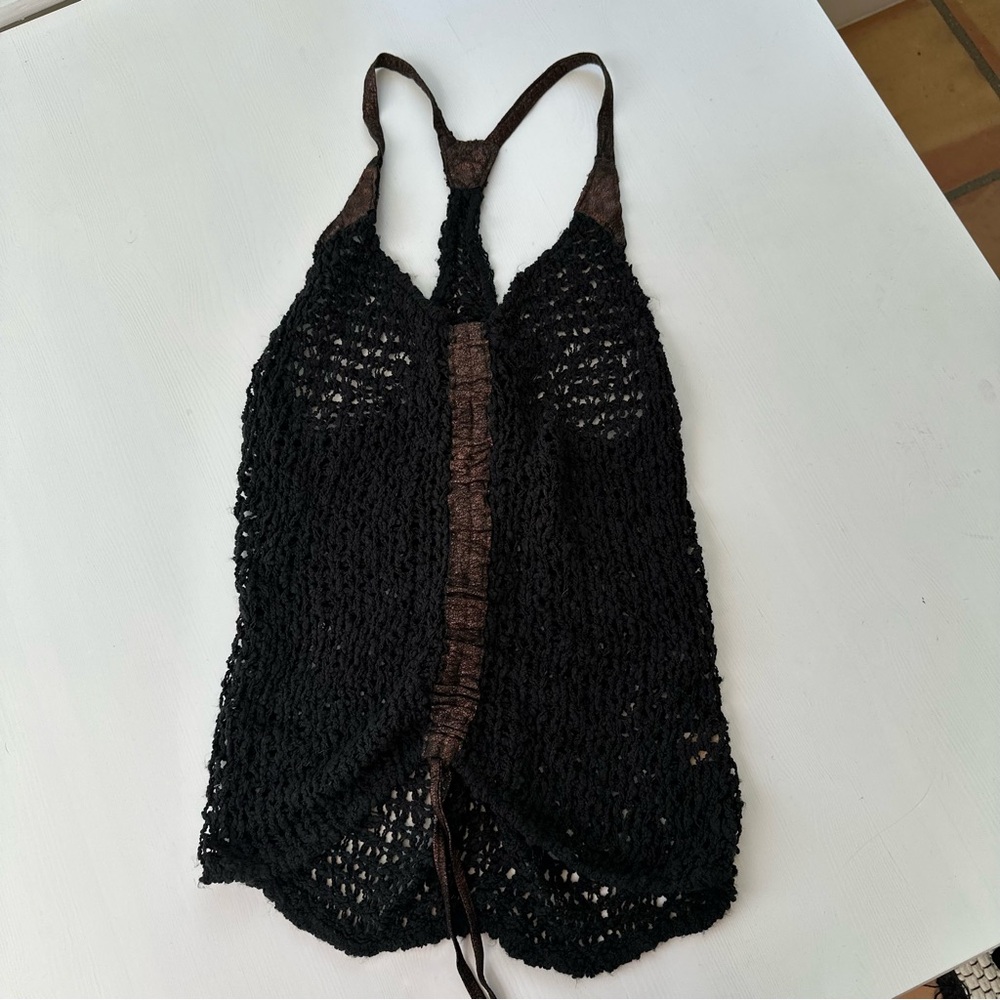 Black and Brown Crochet Halter Top
